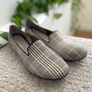 Rothy's The Loafer FLATS Women 8.5 IVORY GLEN Plaid WASHABLE COMFORT